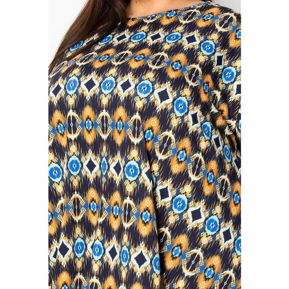 061 Curvy Lovey Boho Multi Print Side Drape Tunic Top in Multi Color - Picture 4 of 5